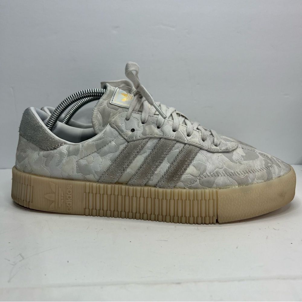 Adidas Sambarose White Camo Platform Casual Shoes